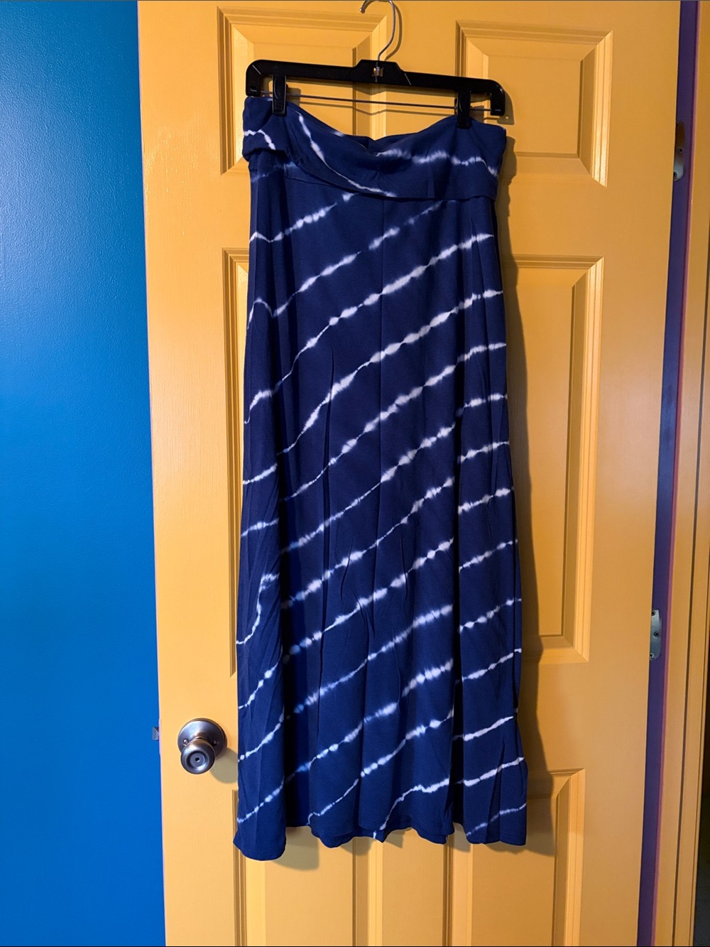 Roxy Navy and White Tie-Dye Maxi Skirt